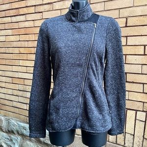Fabletics Gray Funnel Neck Moto Zip Fleece Jacket Size Small